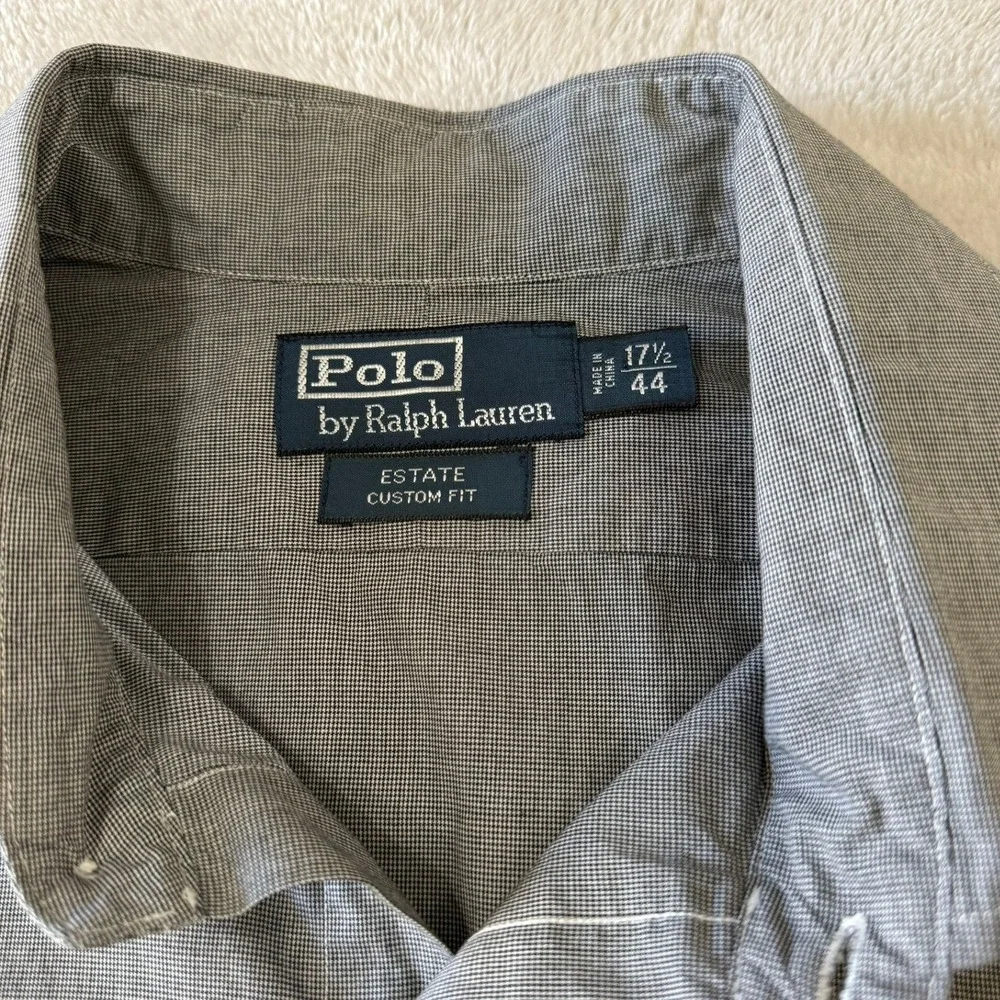 Polo Ralph Lauren Mens Estate Custom‎ Gray Dress Shirt Size 17 1/2 French Cuff